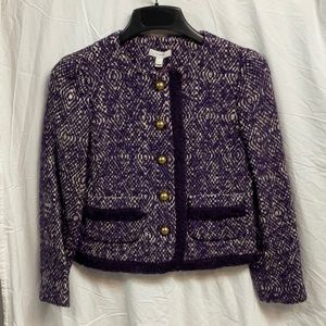 J.crew lady jacket in corks purple size 0 nwt